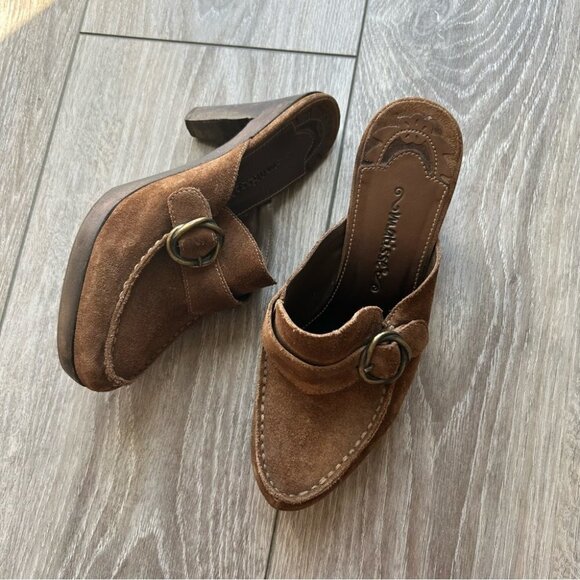 Matisse Suede Leather Wooden  Heel Western Mules Clogs - Picture 7 of 16